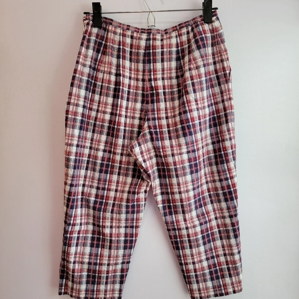 Vintage Talbots Seersucker Cropped Pants Size 8 Petite